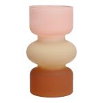 Bunte Vase NEVOLINKI, Glas, rosa-beige-braun-matt, 18cm, Ø10,5cm