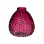 Bouteille en verre NELLOMIO avec structure de feuille, fuchsia-transparent, 13cm, Ø12cm