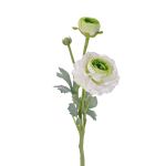 Renoncule artificielle YAKIRA, blanc-vert, 40cm, Ø4-9cm