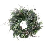 Couronne de sapin artificiel STOCKTON, vert, enneigé, LEDs, Ø60cm