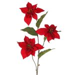 Branche de poinsettia velouté TONZI, rouge, 80cm, Ø14cm