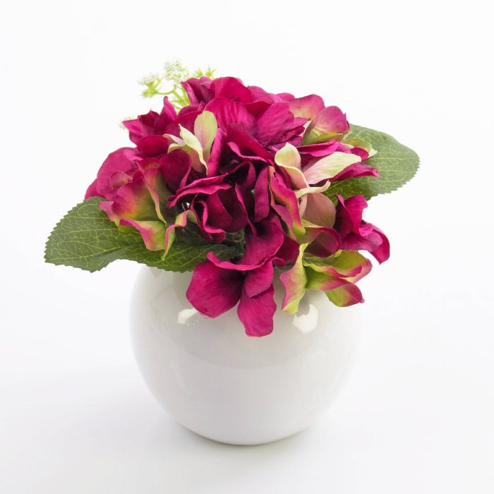 Acheter des Hortensia artificiel HELINA dans un pot en céramique, rose  fuchsia, 17cm, Ø20cm - artplants Compositions artificielles