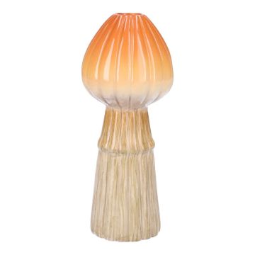 Vase champignon en céramique RADOMILA, rainures, orange-beige, 18cm, Ø7,4cm