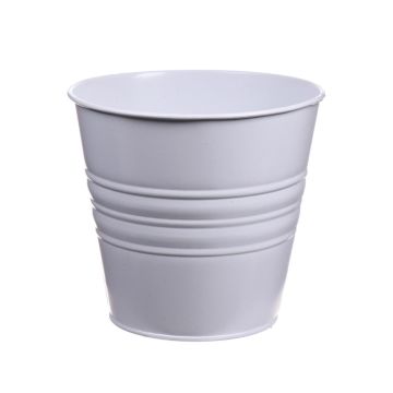 Pot à plantes rond MICOLATO avec rainures, zinc, blanc, 16cm, Ø18,5cm