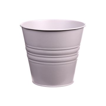 Pot à plantes rond MICOLATO avec rainures, zinc, taupe, 12cm, Ø13,5cm