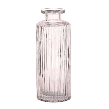 Vase en verre EMANUELA, motif de rainures, transparent, 13,2cm, Ø5,2cm