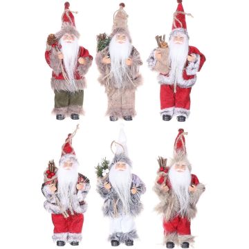 Pendentif Père Noël HALDOR, 6 pièces, sac cadeau, multicolore, 11x8x20cm