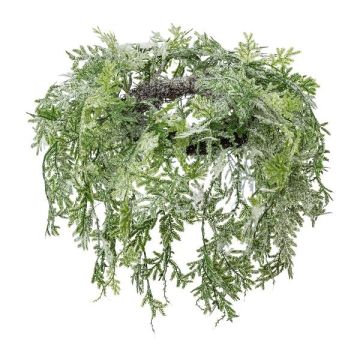 Couronne artificielle de plafond Cyprès SOVLI, givré, blanc-vert, Ø55cm