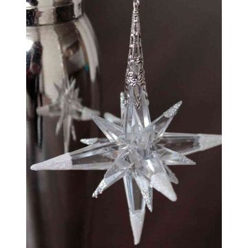Décoration de Noël Étoile MABOU, suspension, paillettes, argenté-blanc, 10cm, Ø10cm