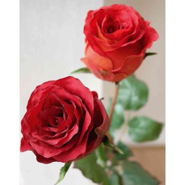 Rose artificielle OPHELIE, rouge clair, 85cm, Ø7cm