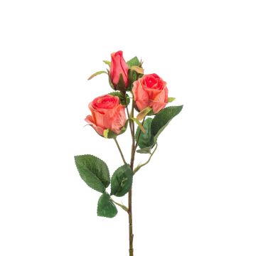 Branche de fleurs artificielles Rose FREYDE, corail, 45cm