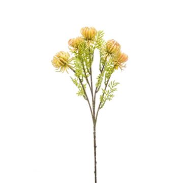 Branche de fleurs d'artichaut artificielle PALLADIA, jaune-pêche, 45cm