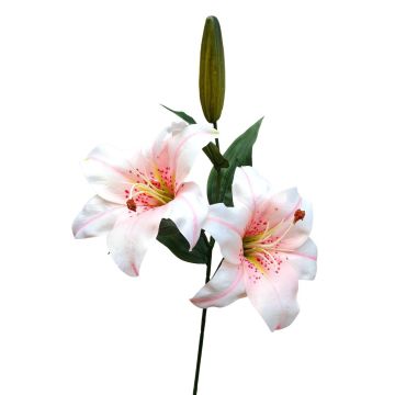 Branche fleurie artificielle Lys RODEHILDE, rose-blanc, 65cm