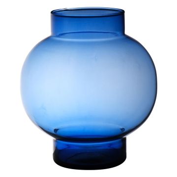 Vase sphérique en verre RAINIERO, recyclé, bleu-transparent, 26cm, Ø26cm