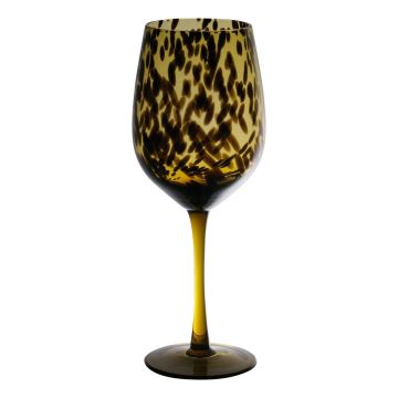 Verre à pied RUSSELL, motif léopard, brun-transparent, 22,5cm, Ø8cm