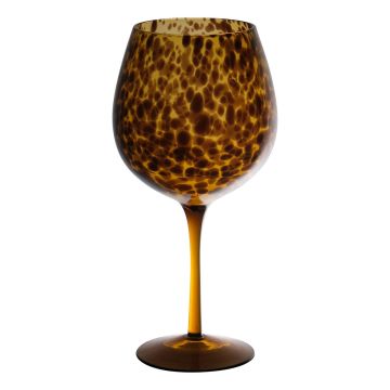 Verre à pied RUSSELL, motif léopard, brun-transparent, 23,5cm, Ø9,5cm