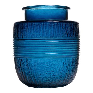 Vase en verre décoratif MARISELA avec bordure décorative, bleu-transparent, 18cm, Ø15,5cm