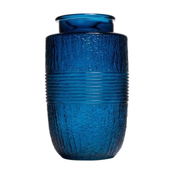 Vase en verre décoratif MARISELA avec bordure décorative, bleu-transparent, 22cm, Ø13cm