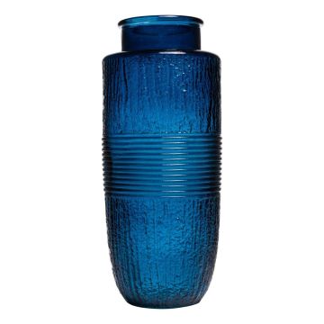 Vase en verre décoratif MARISELA avec bordure décorative, bleu-transparent, 28cm, Ø15,5cm