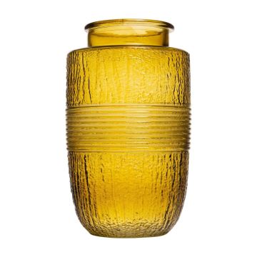 Vase en verre décoratif MARISELA avec bordure décorative, jaune-transparent, 22cm, Ø13cm