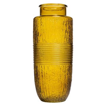 Vase de table MARISELA avec bordure, jaune-transparent, 28cm, Ø15,5cm