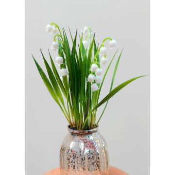 Fleur en plastique Muguet NIKISHA dans un vase en verre, blanc, 20cm