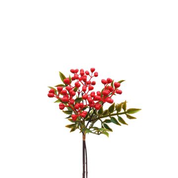 Branche de sorbier des oiseaux en plastique ELNATAN en botte, fruits, rouge, 30cm