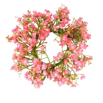 Couronne de gypsophile artificielle LITAGO, rose-fuchsia, Ø20cm