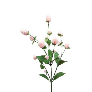 Branche fleurie décorative Amarante boule THUSNELDA, rose-blanc, 70cm