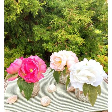 Bouquet de pivoines artificiel VEIKO dans un vase en verre, fuchsia, 15cm