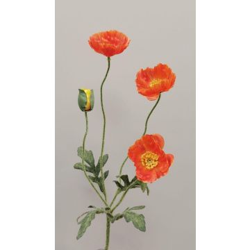 Branche fleurie artificielle Pavot OXANDRINE, orange, 60cm