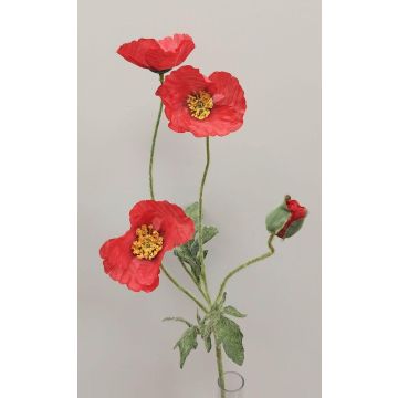 Branche fleurie artificielle Pavot OXANDRINE, rouge, 60cm