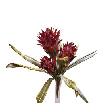 Guzmania en velours WALFRIEDE sur piquet, rouge bourgogne, 50cm