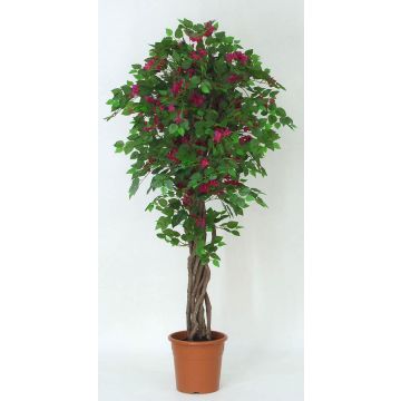 Bougainvillée artificielle INGTRAUD, troncs en bois véritable, fleurs, rose fuchsia, 175cm - Made in Italy