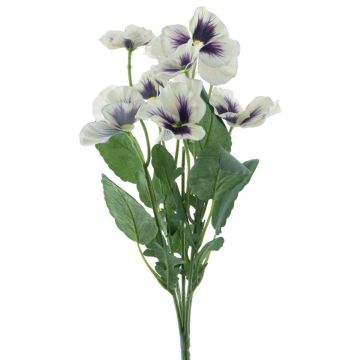 Fleur artificielle Pensée REEVA, piquet, crème-violet, 35cm