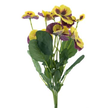 Fleur artificielle Pensée REEVA, piquet, jaune-violet, 35cm