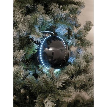 Boule de sapin de Noël LUVELIA avec LEDs, 5 pièces, noir brillant, Ø8cm