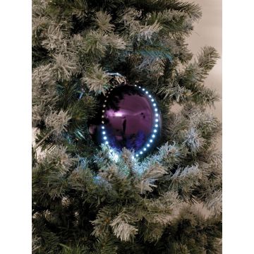 Boule de sapin de Noël LUVELIA avec LEDs, 5 pièces, violet brillant, Ø8cm