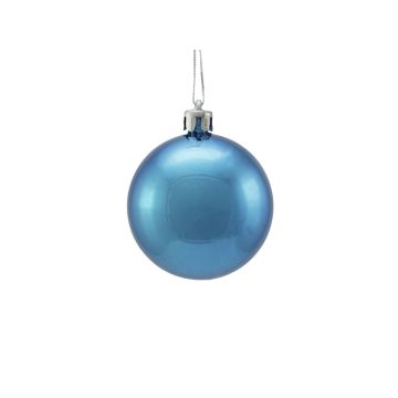 Boule de sapin de Noël MELANIA, 6 pièces, bleu métallique, Ø6cm