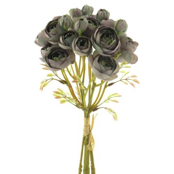 Bouquet de roses artificielles YANMEI, gris-violet, 30cm