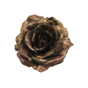 Fleur de rose artificielle RUMEI sur clip, violet-vert, Ø13cm