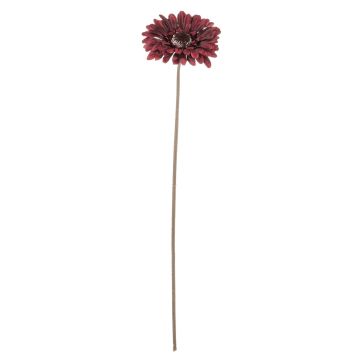 Fleur en plastique Gerbera TUNGUSKA, aspect sec, rouge bourgogne, 50cm