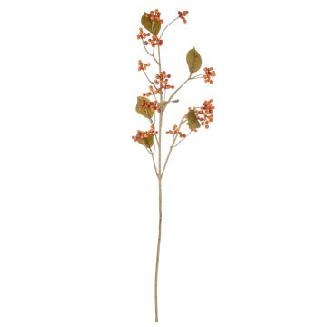 Branche artificielle Gaultheria TSELOTE avec des fruits, aspect sec, orange, 80cm