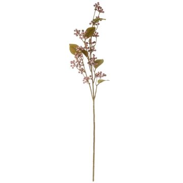 Branche artificielle Gaultheria TSELOTE avec des fruits, aspect sec, vieux rose, 80cm