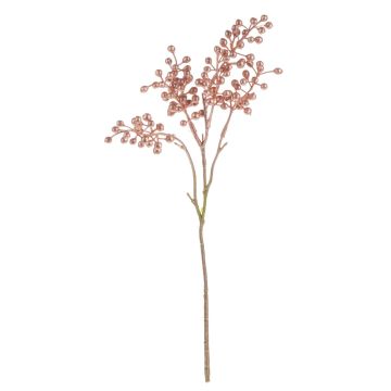 Branche de gaultheria artificielle ROGAN avec des fruits, or rose métallique, 40cm