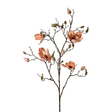 Branche de magnolia en velours JACKA, saumon, 105cm