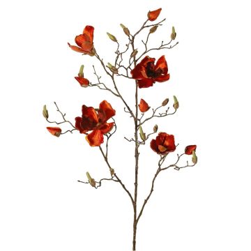 Branche de magnolia en velours JACKA, orange foncé, 105cm