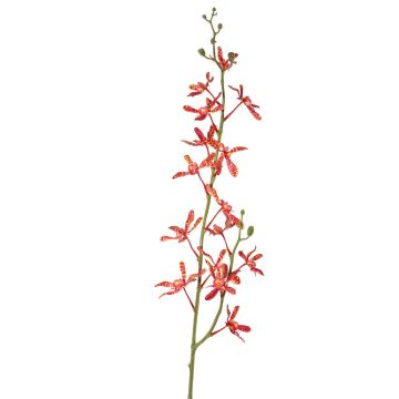 Branche artificielle Orchidée Cattleya TRASSA, rouge-orange, 80cm