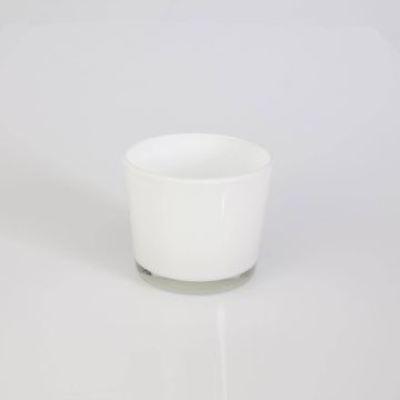 Porte-bougie ALENA, verre, blanc, 8,5cm, Ø10cm