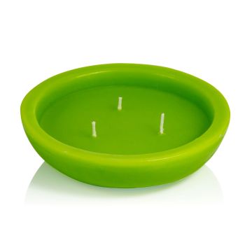 Bougie d'extérieur flottante NEREA, triple mèche, vert pomme, 4,5cm, Ø15,8cm, 5,5h